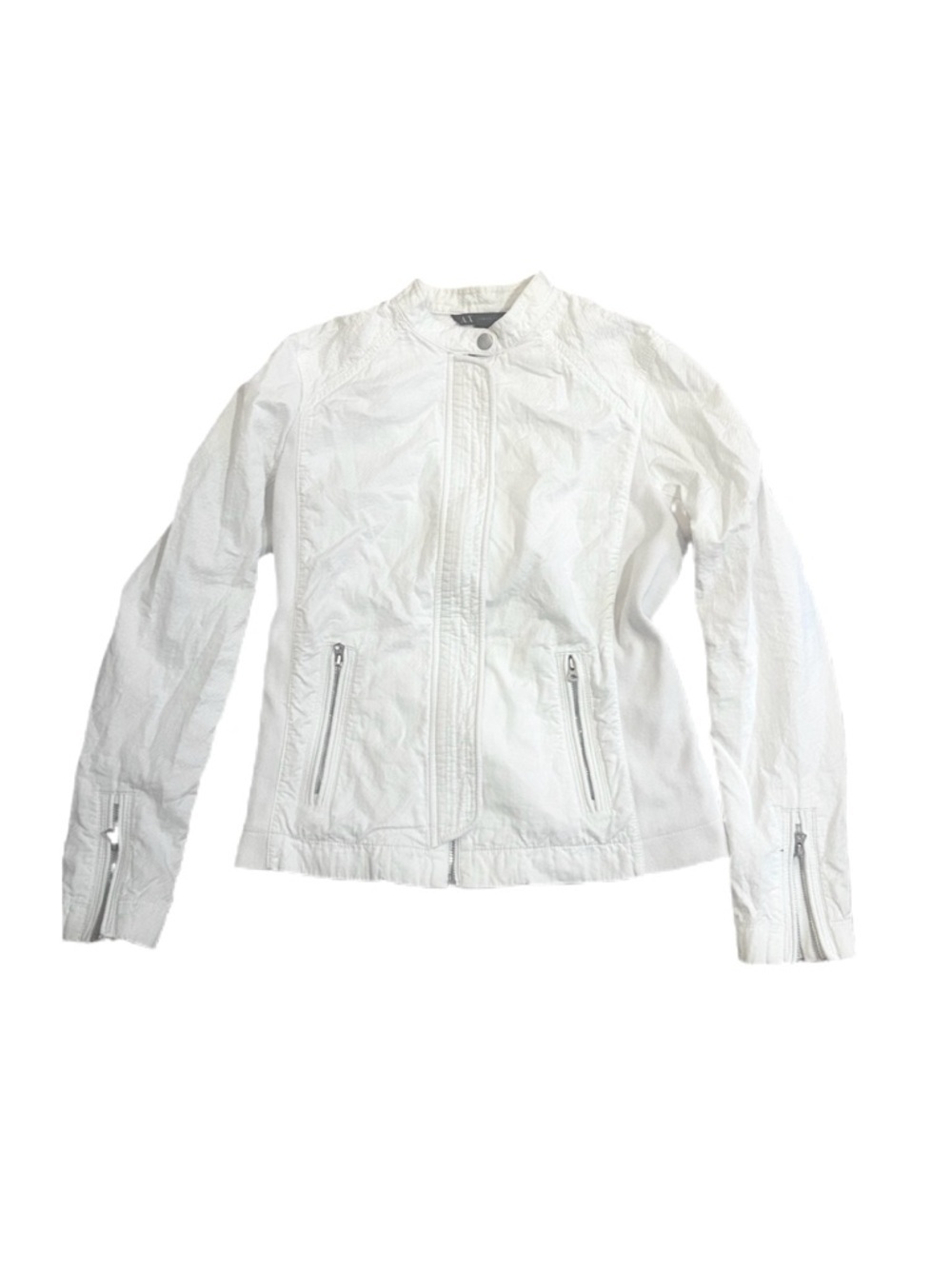 Y2K Moto Jacket White Zipper Detail Light Spring Jacket fitted 100% cotton